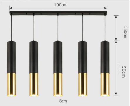 Suspension cylindrique tube chromé à LED SimpliLight | Marco Lucetti C - 5 lampes - Base rectangle / Chaude