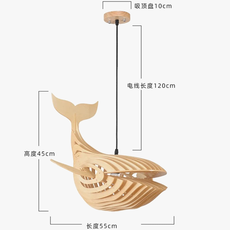 Lampe en bois de baleine: suspension d'art moderne