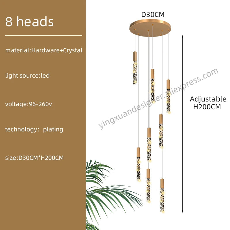 Suspension d'escalier en cristal Luxe & Élégance