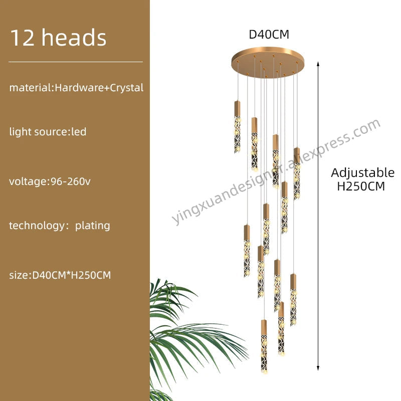 Suspension d'escalier en cristal Luxe & Élégance