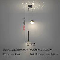 Suspension de chevet au design contemporain | Marco Lucetti Noir style B / 2 couleurs sans télécommande