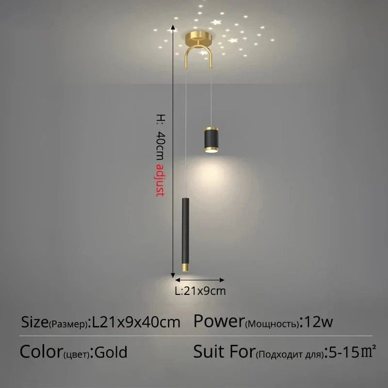 Suspension de chevet au design contemporain | Marco Lucetti Style doré A / 2 couleurs sans télécommande