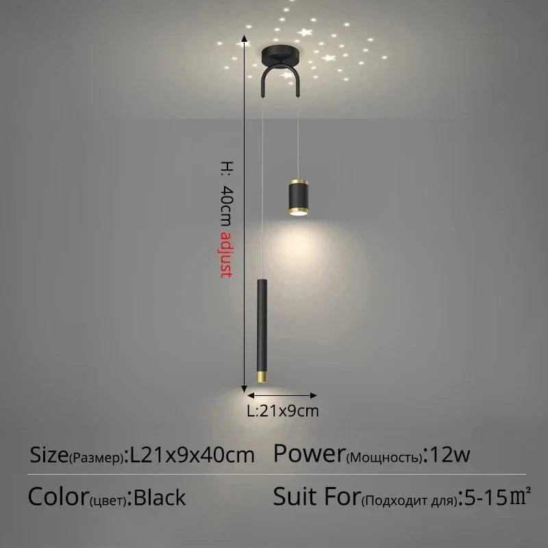 Suspension de chevet au design contemporain | Marco Lucetti Style noir A / 2 couleurs sans télécommande