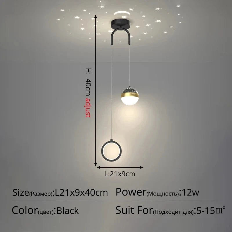 Suspension de chevet au design contemporain | Marco Lucetti Style noir C / 2 couleurs sans télécommande