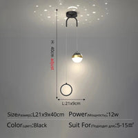 Suspension de chevet au design contemporain | Marco Lucetti Style noir C / 2 couleurs sans télécommande