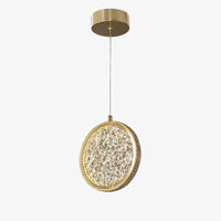 Suspension de luxe dorée à LED en disque et verre. | Marco Lucetti