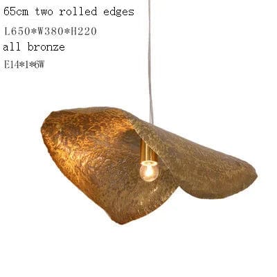 Suspension de luxe en cuivre avec feuille de lotus design rétro | Marco Lucetti