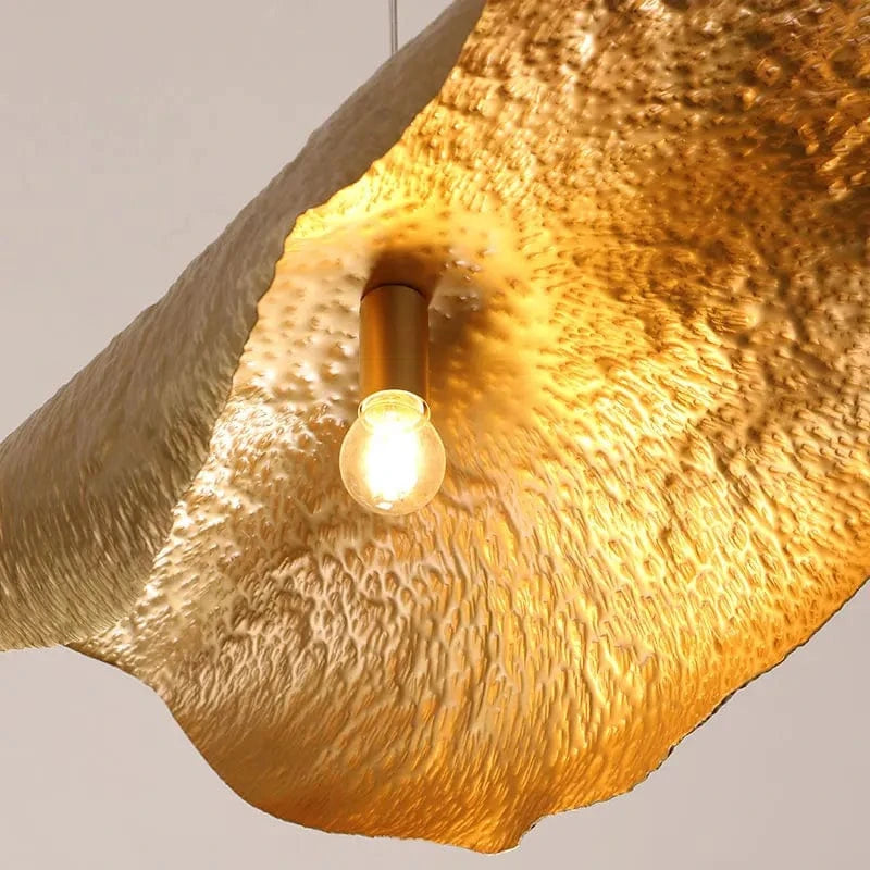 Suspension de luxe en cuivre avec feuille de lotus design rétro | Marco Lucetti