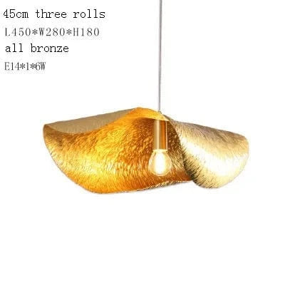 Suspension de luxe en cuivre avec feuille de lotus design rétro | Marco Lucetti 45 cm trois rouleaux / Blanc chaud
