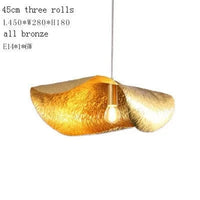 Suspension de luxe en cuivre avec feuille de lotus design rétro | Marco Lucetti 45 cm trois rouleaux / Blanc chaud