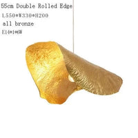 Suspension de luxe en cuivre avec feuille de lotus design rétro | Marco Lucetti 55 cm deux rouleaux / Blanc chaud