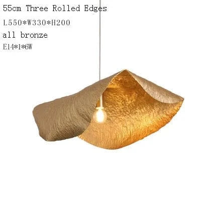 Suspension de luxe en cuivre avec feuille de lotus design rétro | Marco Lucetti 55 cm trois rouleaux / Blanc chaud