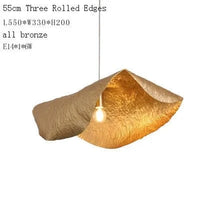 Suspension de luxe en cuivre avec feuille de lotus design rétro | Marco Lucetti 55 cm trois rouleaux / Blanc chaud