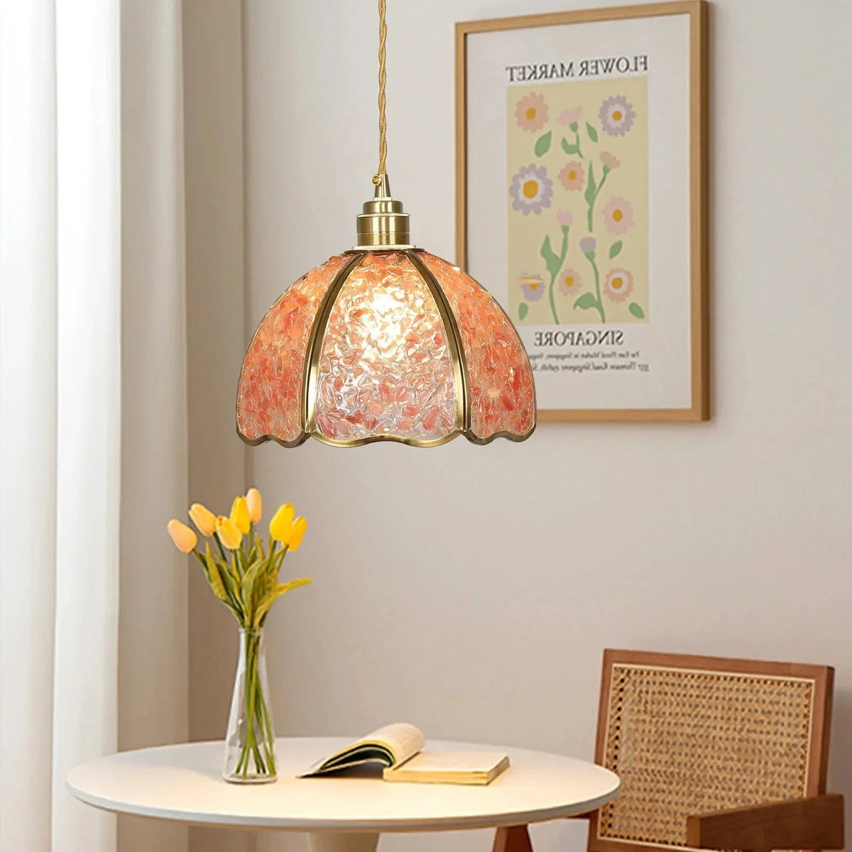 Suspension de luxe en cuivre et cristal naturel à LED | Marco Lucetti