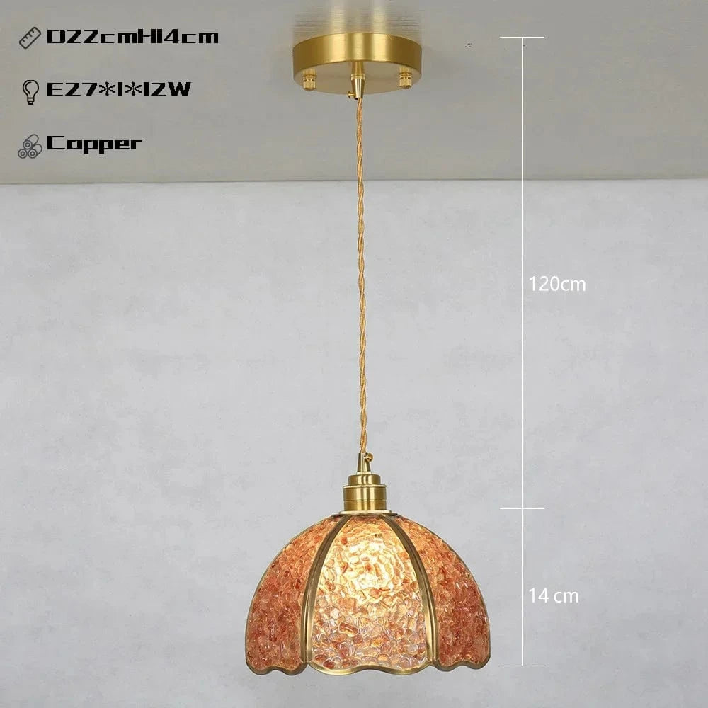 Suspension de luxe en cuivre et cristal naturel à LED | Marco Lucetti Rouge / 3 lumières modifiables