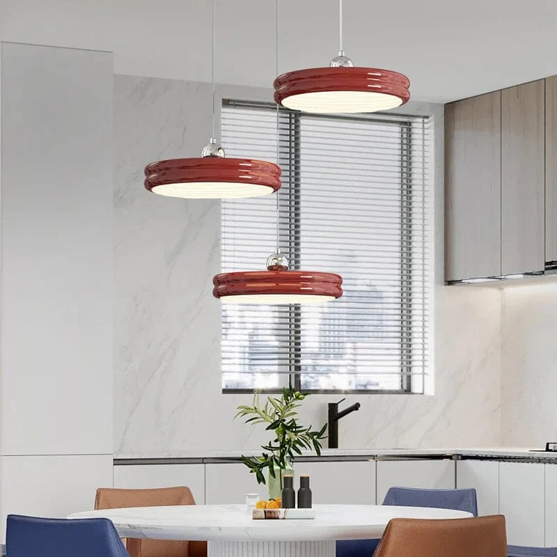 Suspension de luxe moderne dimmable avec abat-jour circulaire en fer - Collection Élégance contemporaine | Marco Lucetti