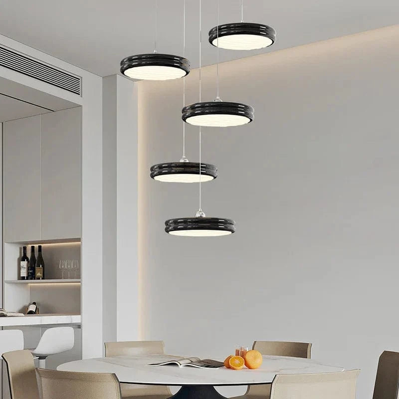 Suspension de luxe moderne dimmable avec abat-jour circulaire en fer - Collection Élégance contemporaine | Marco Lucetti