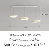 Suspension de luxe moderne dimmable avec abat-jour circulaire en fer - Collection Élégance contemporaine | Marco Lucetti Châssis long Blanc