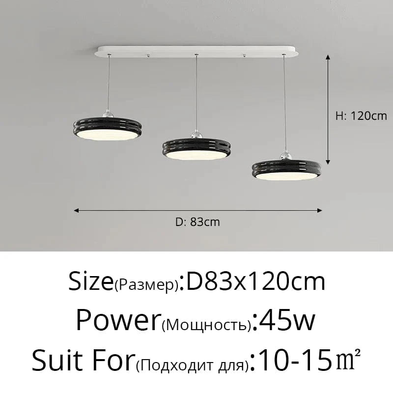 Suspension de luxe moderne dimmable avec abat-jour circulaire en fer - Collection Élégance contemporaine | Marco Lucetti Châssis long noir