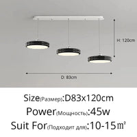 Suspension de luxe moderne dimmable avec abat-jour circulaire en fer - Collection Élégance contemporaine | Marco Lucetti Châssis long noir