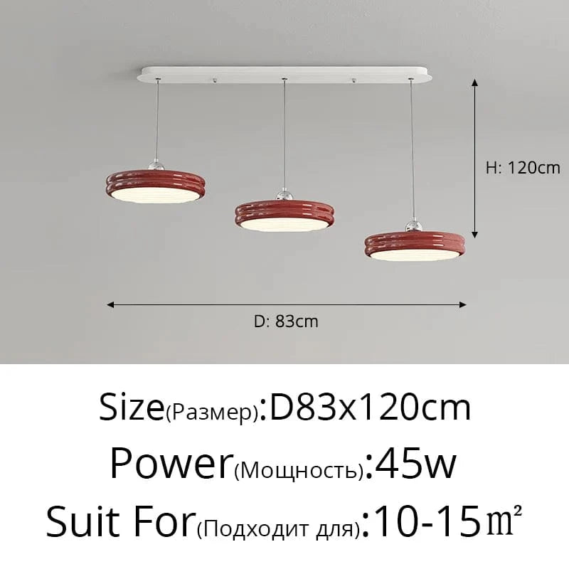 Suspension de luxe moderne dimmable avec abat-jour circulaire en fer - Collection Élégance contemporaine | Marco Lucetti Châssis long Rouge