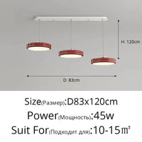 Suspension de luxe moderne dimmable avec abat-jour circulaire en fer - Collection Élégance contemporaine | Marco Lucetti Châssis long Rouge