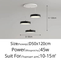 Suspension de luxe moderne dimmable avec abat-jour circulaire en fer - Collection Élégance contemporaine | Marco Lucetti Châssis rond noir