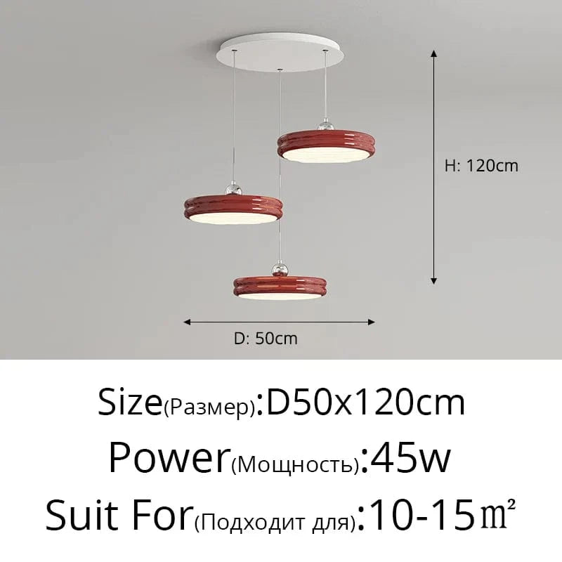 Suspension de luxe moderne dimmable avec abat-jour circulaire en fer - Collection Élégance contemporaine | Marco Lucetti Châssis rond Rouge