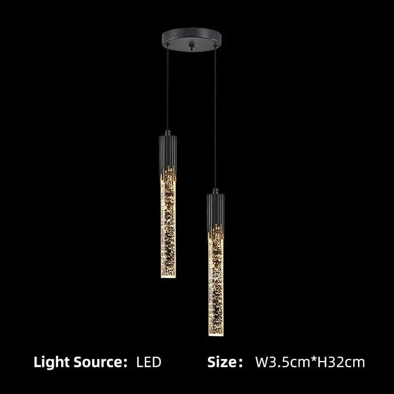 Suspension de luxe pour chambre moderne avec Led cristal | Marco Lucetti Noir 2 têtes / Blanc froid