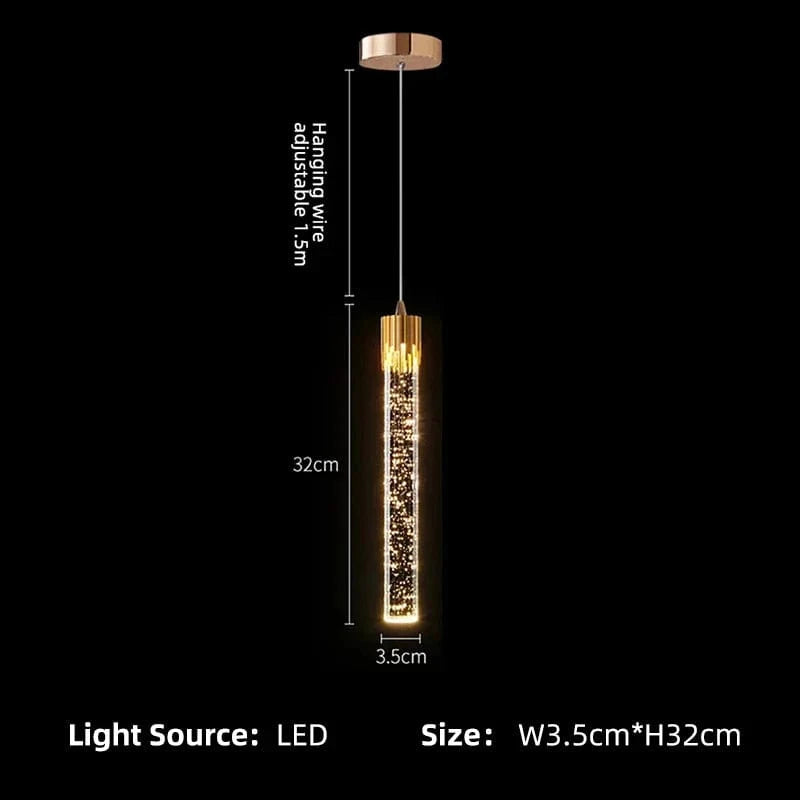 Suspension de luxe pour chambre moderne avec Led cristal | Marco Lucetti Or 1 tête / Blanc froid