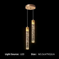 Suspension de luxe pour chambre moderne avec Led cristal | Marco Lucetti Or 2 têtes / Blanc froid