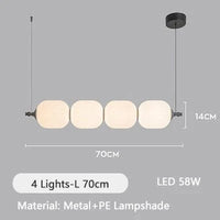 Suspension de salon design nordique | Marco Lucetti 4 Lumières 70cm / Lumière chaude