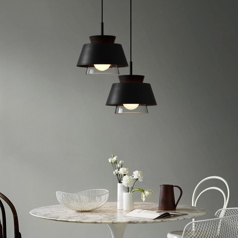 Suspension Delcio: Double abat-jours en verre et métal modernes | Marco Lucetti