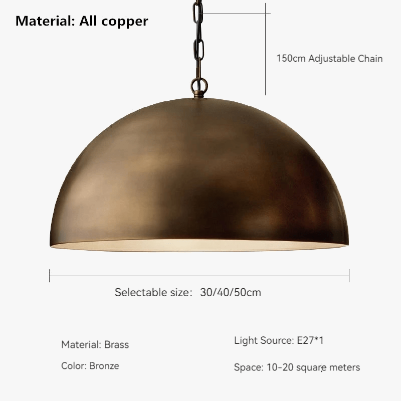 Suspension demi-boule en laiton - Design américain | Marco Lucetti