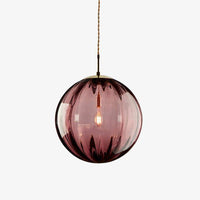 Suspension lumineuse design en boule de verre colorée