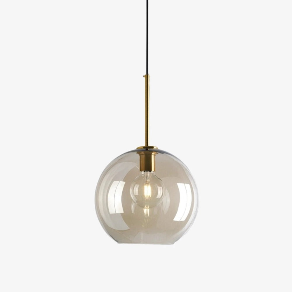 Suspension LED en verre ambré - Design Industriel