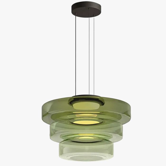 Suspension design danois bohème avec abat-jour en verre pour tables basses.