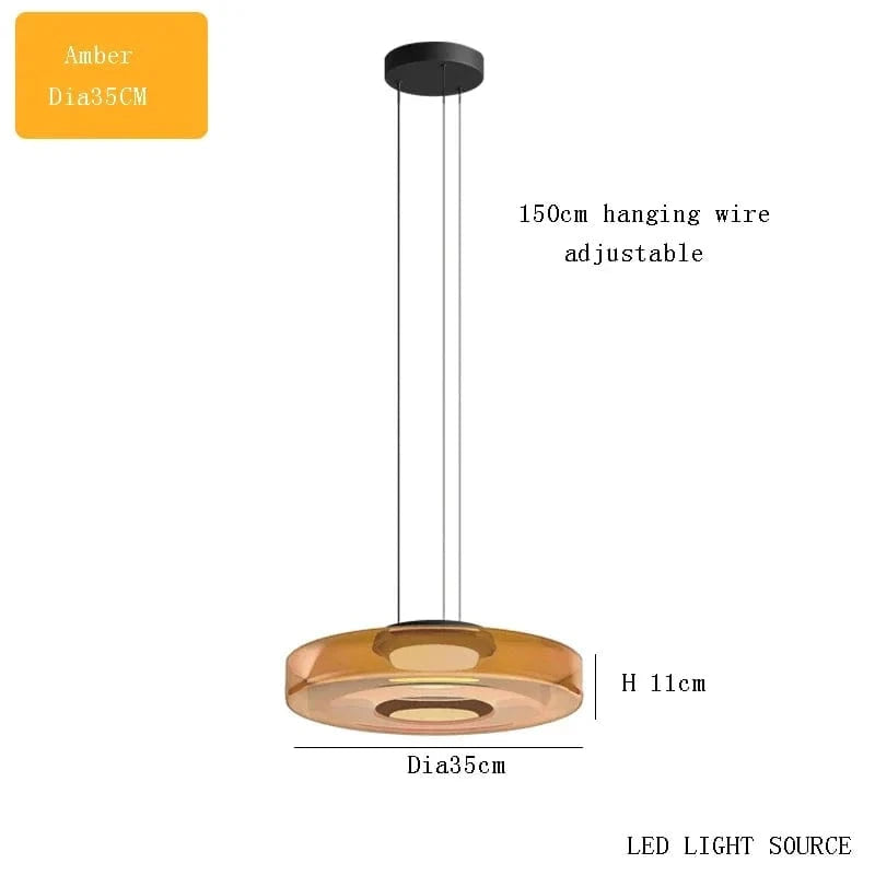 Suspension design danois bohème avec abat-jour en verre pour tables basses. | Marco Lucetti Ambre 35cm / Blanc chaud