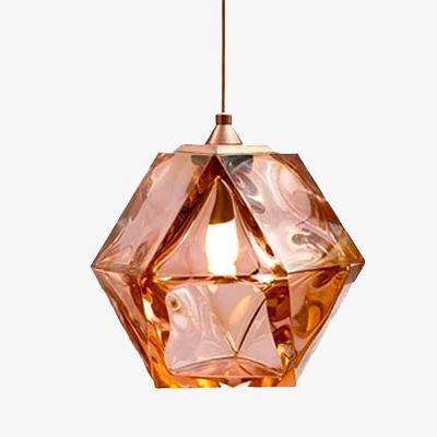 Suspension Diamant Coloré en Verre Cristal - Élégance Lumineuse