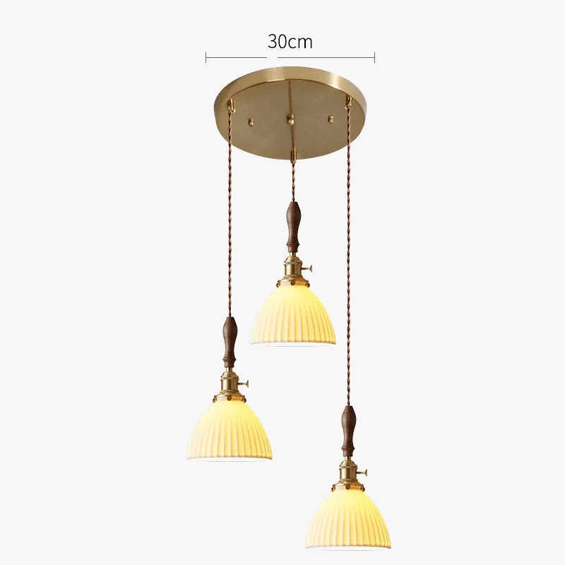 Suspension  design en céramique associant prise en cuivre et bois | Marco Lucetti