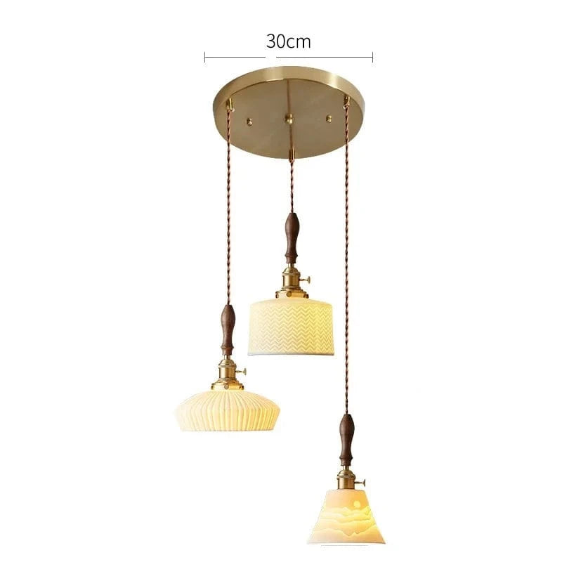 Suspension  design en céramique associant prise en cuivre et bois | Marco Lucetti Céramique 12 / 4W (MAX 100W)