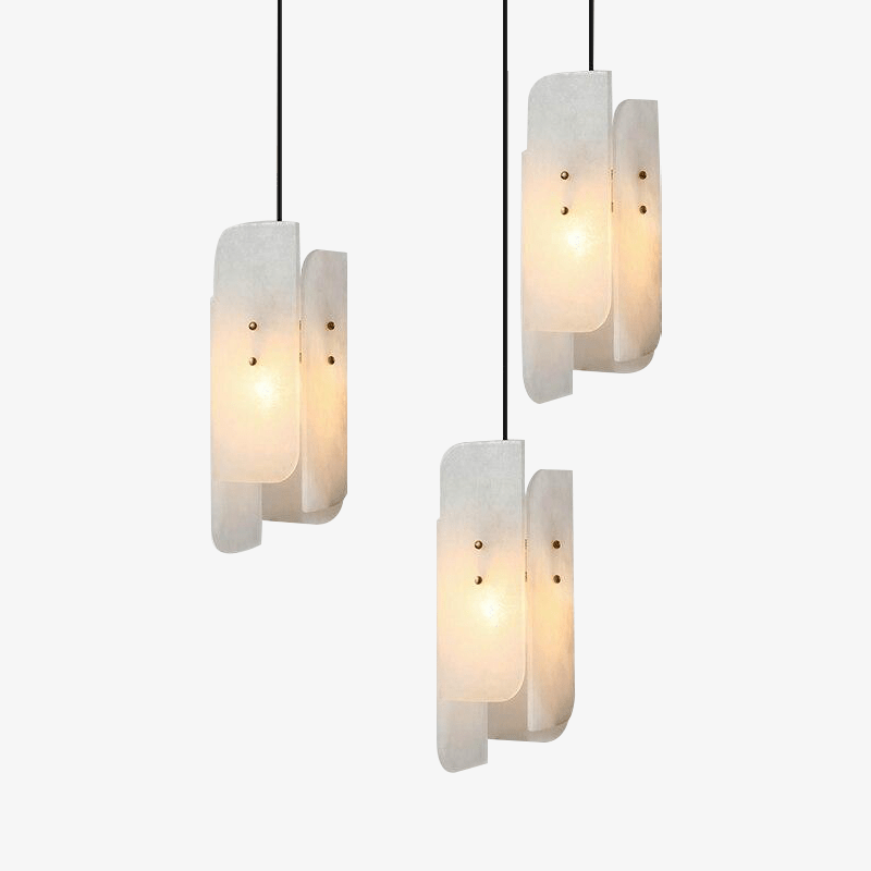 Suspension marbre blanc LED - Luxe absolu