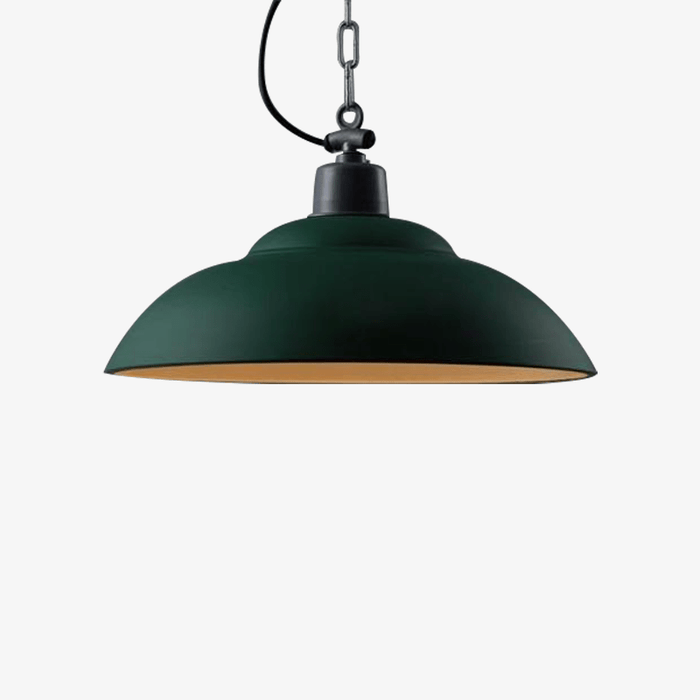 Suspension design métal avec abat-jour vert LED