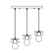 Suspension design en métal Knots | Marco Lucetti 3 lampes - Base rectangle / Noir