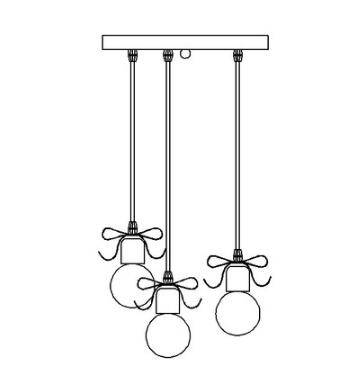 Suspension design en métal Knots | Marco Lucetti 3 lampes - Base ronde / Noir