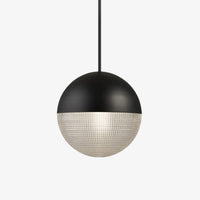 Suspension design en verre et métal : Boule Reed | Marco Lucetti Avec ampoule / 20cm / Noir