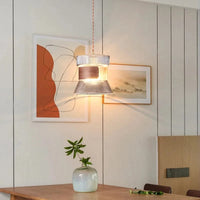 Suspension design en verre transparent avec accents bois et cuivre | Marco Lucetti