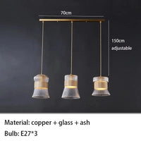 Suspension design en verre transparent avec accents bois et cuivre | Marco Lucetti Bois clair D / Lumière naturelle