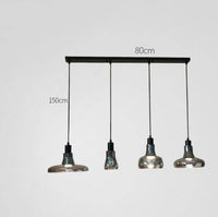 Suspension design en verre trempé - Collection Loft | Marco Lucetti 4 lampes - Base rectangle