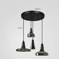 Suspension design en verre trempé - Collection Loft | Marco Lucetti 4 lampes - Base ronde